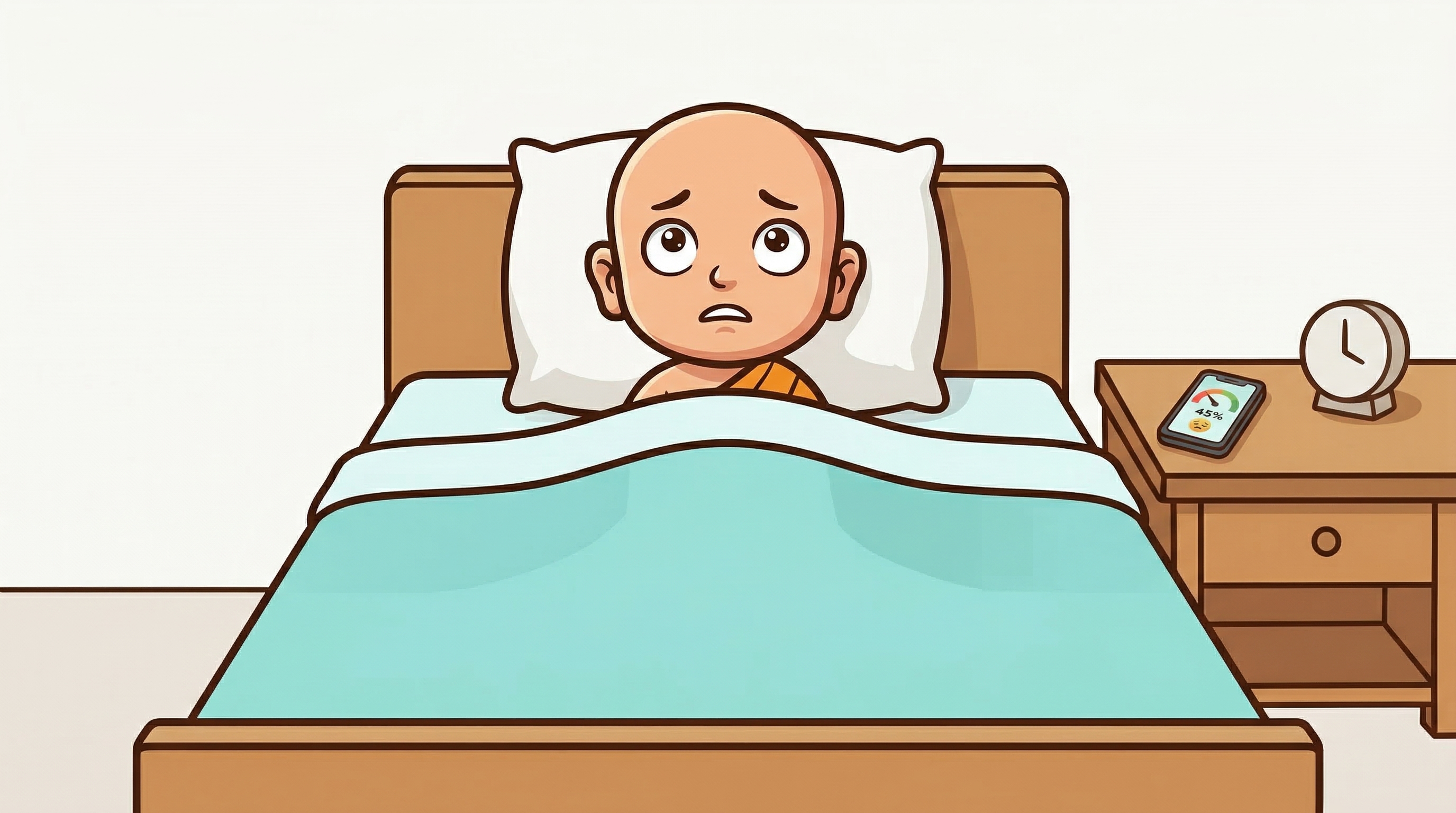 Bodi in bed — white background